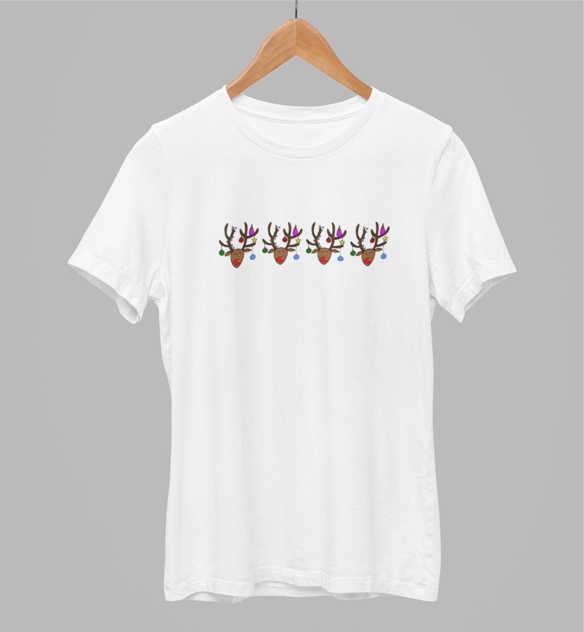 Balti UNISEX marškinėliai "Keturi briedžiukai" (XS dydis) ŠIURPNAKČIO PASIŪLYMAS