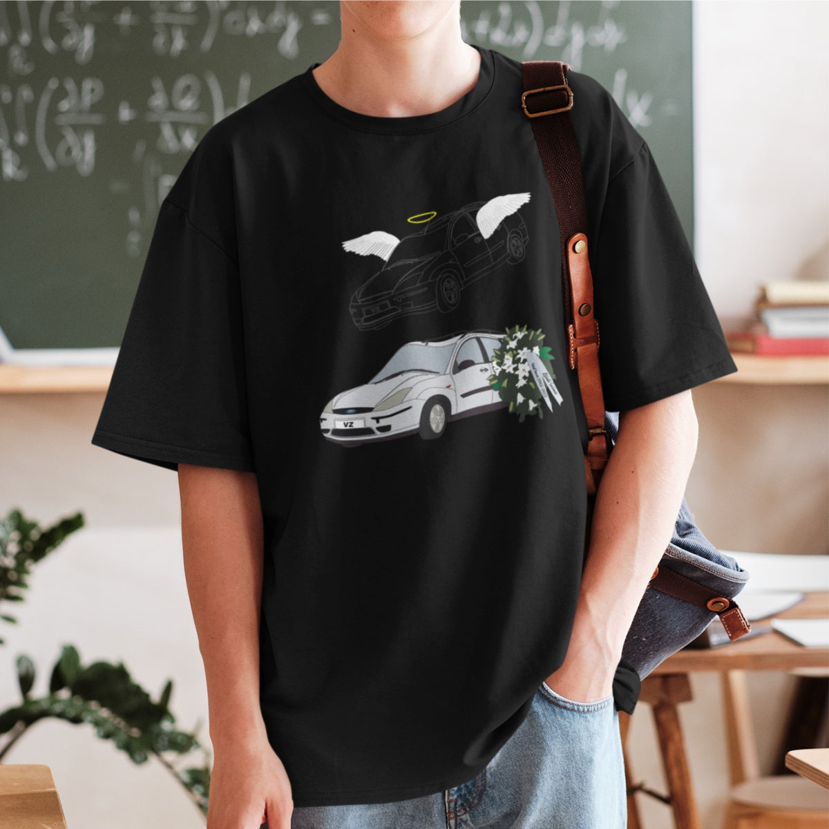 Juodi Oversize Unisex  VITA ŽIBA marškinėliai "A.A. Ford Focus"