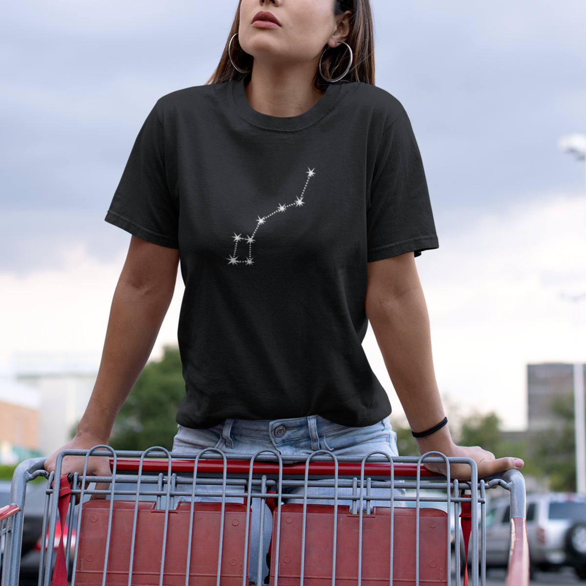 Juodi unisex marškinėliai poroms „Grįžulo ratai“