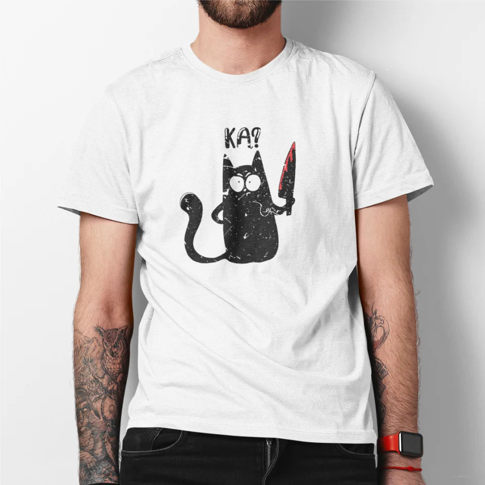 Balti UNISEX marškinėliai "Ką?" (M dydis). Pagaminta prekė. Greitas išsiuntimas!