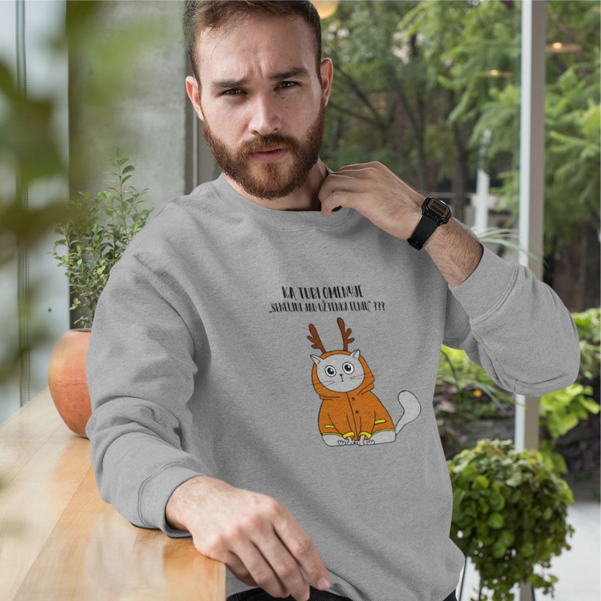 Pilkas UNISEX džemperis "Kaip suprasti" (L dydis) ŠIURPNAKČIO PASIŪLYMAS