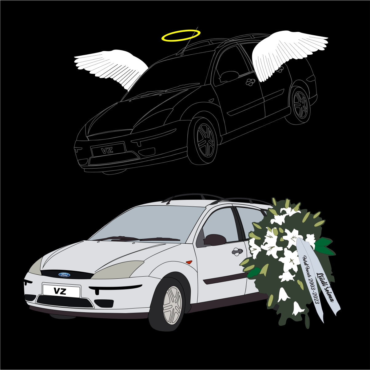 Juodas VITA ŽIBA džemperis "A.A. Ford Focus"