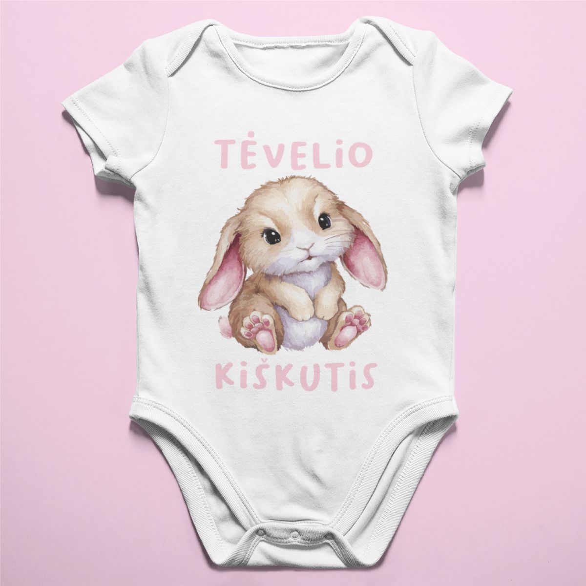 Baltas vaikiškas bodis "Tėvelio kiškutis“