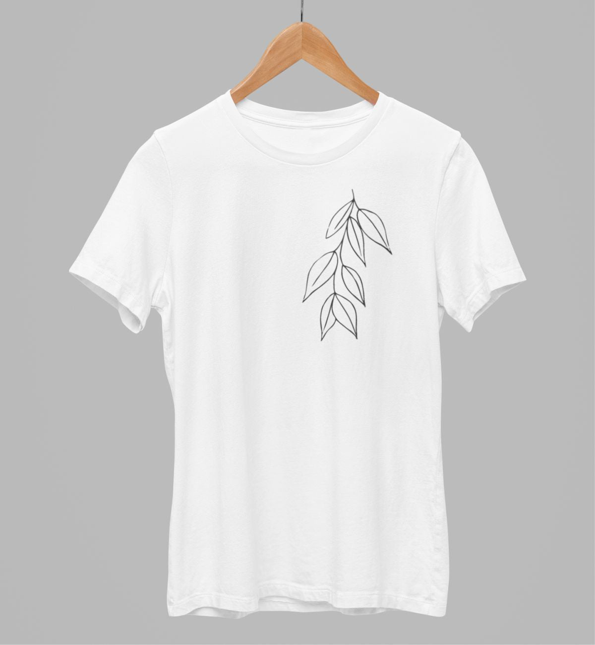 Balti UNISEX marškinėliai "Lapai" (XL dydis) ŠIURPNAKČIO PASIŪLYMAS