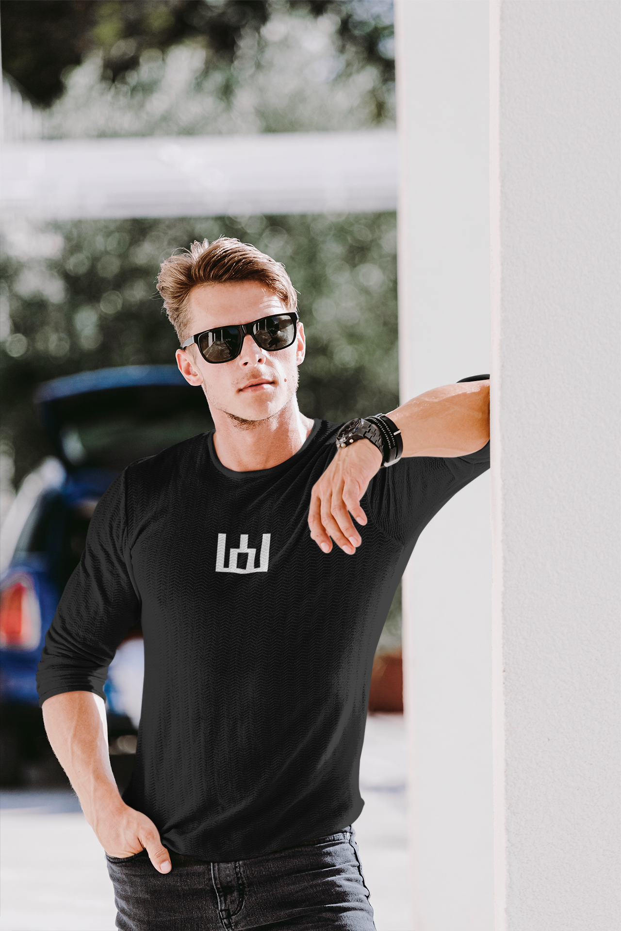 Juodi Unisex marškinėliai  ilgomis rankovėmis "Gediminaičių stulpai"