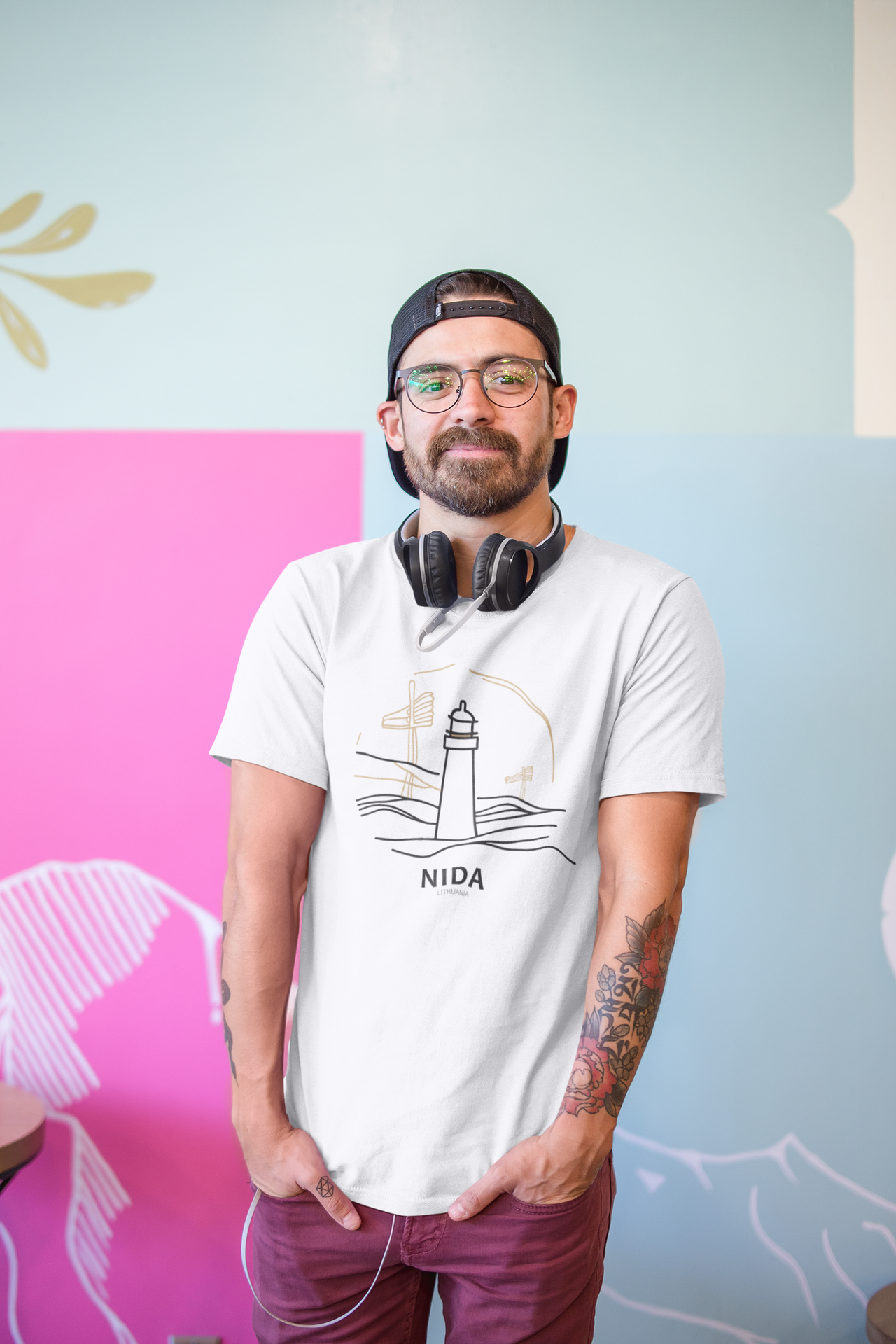 Balti UNISEX marškinėliai "Nida. Švyturys"