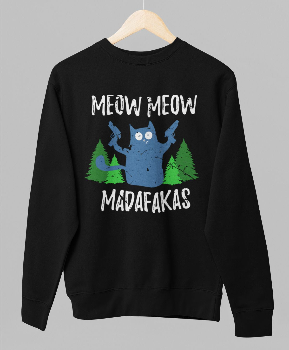 Juodas UNISEX džemperis be gobtuvo "Meow meow" (XL dydis) JUODOJO PENKTADIENIO pasiūlymas!