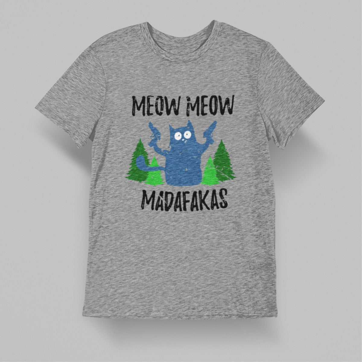 Pilki marškinėliai "Meow meow" (XS, S, 2XL dydis) JUODOJO PENKTADIENIO pasiūlymas!
