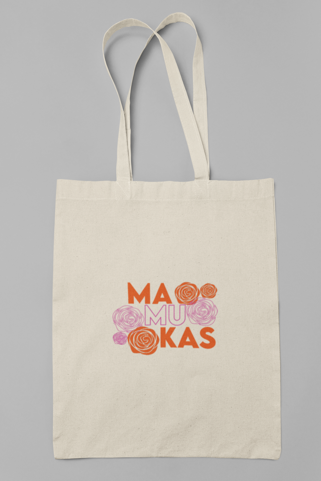 Natūralios spalvos pirkinių krepšys viengubu dugnu "Mamukas"