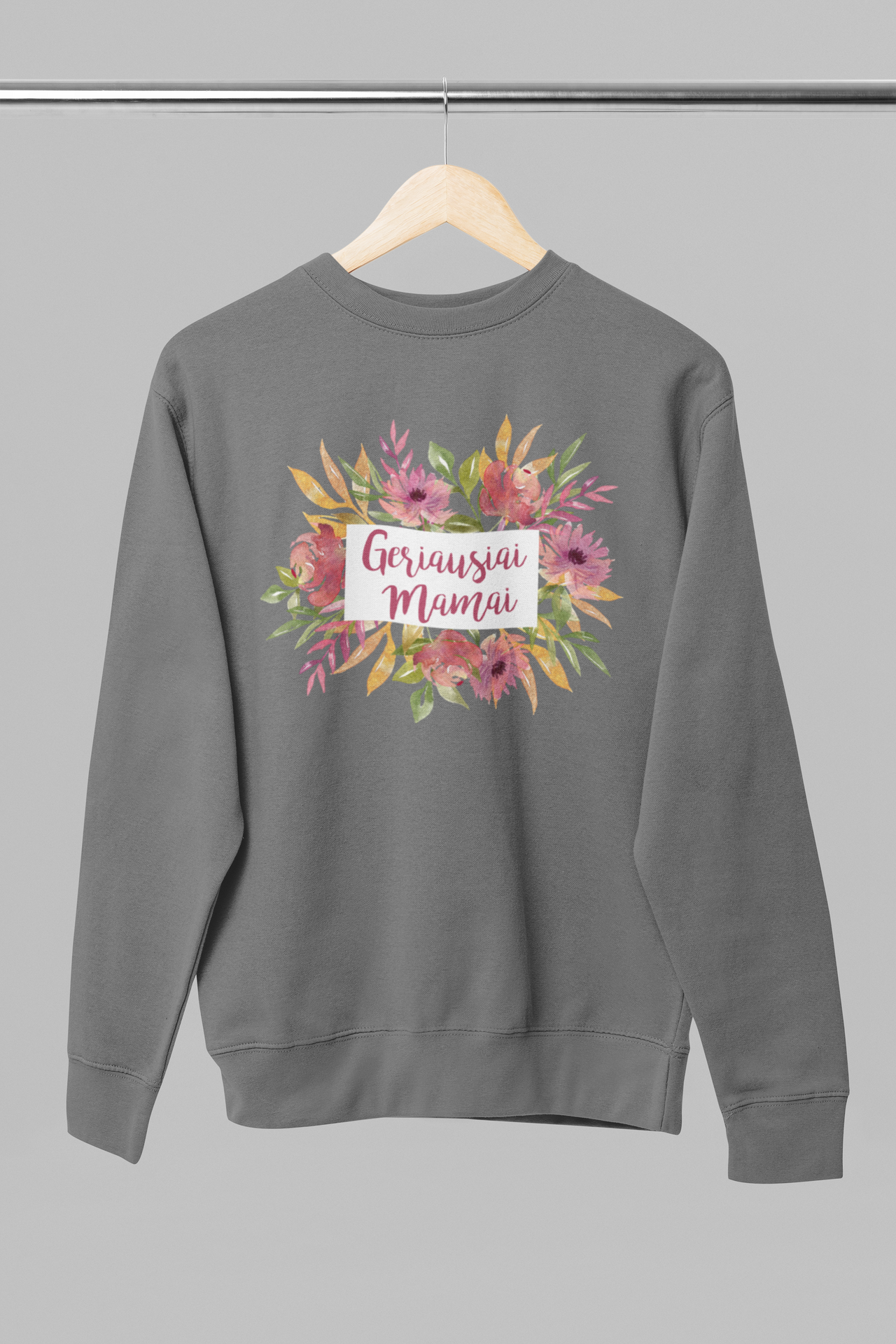 Pilkas UNISEX džemperis "Geriausiai mamai“