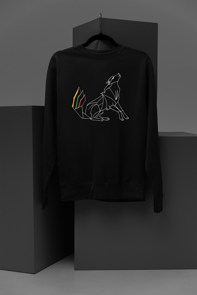 Juodas džemperis be gobtuvo "Geležinio vilko kontūras su trispalve " PASKUTINIAI VIENETAI (S)