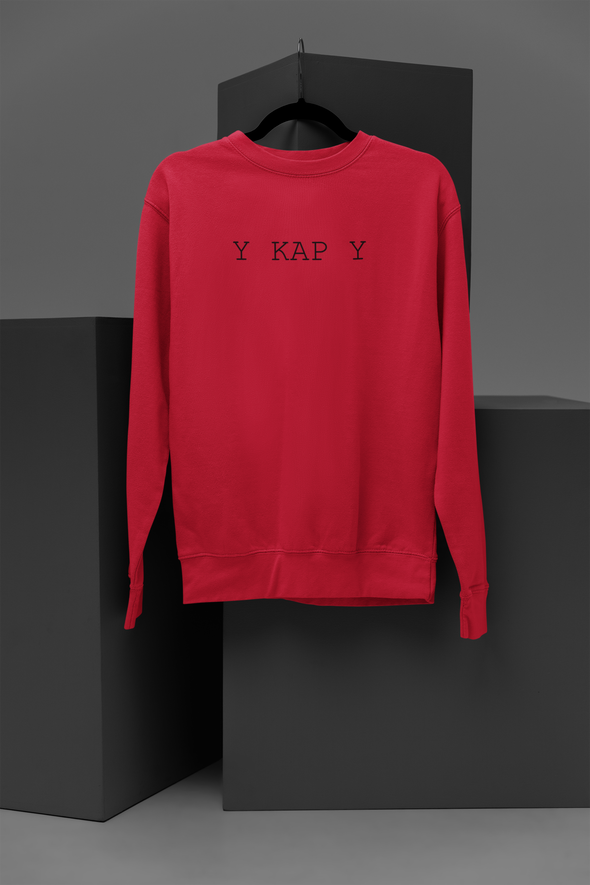 Raudonas džemperis be gobtuvo "Y KAP Y" PASKUTINIS VIENETAS (2XL)