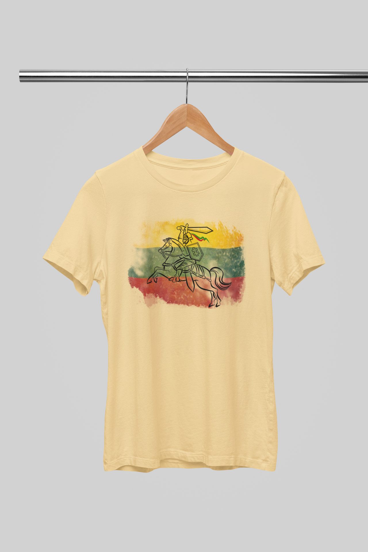 Smėlinės spalvos unisex marškinėliai "Trispalvė su Vyčiu“