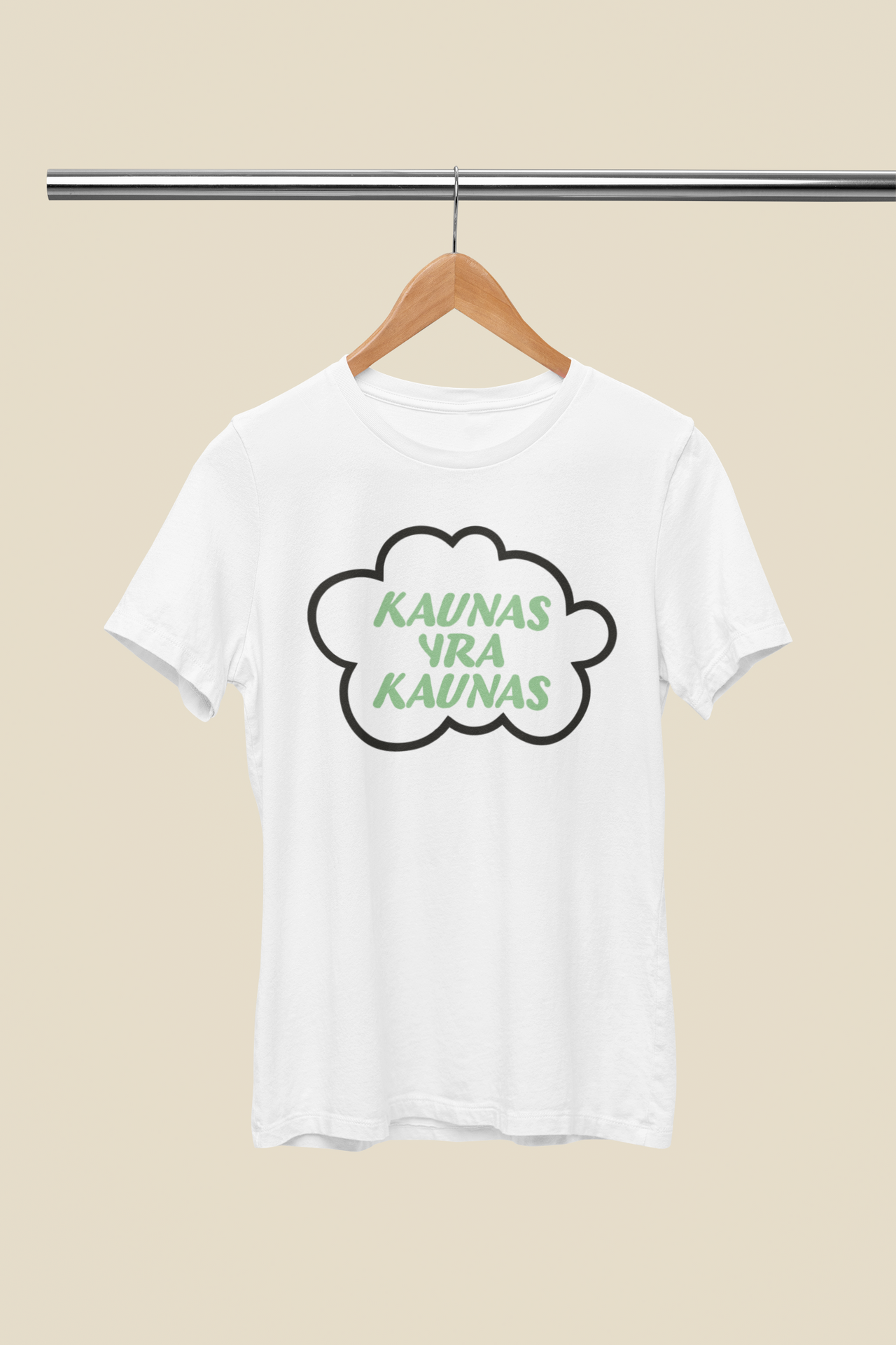 Balti UNISEX marškinėliai "Kaunas yra Kaunas"