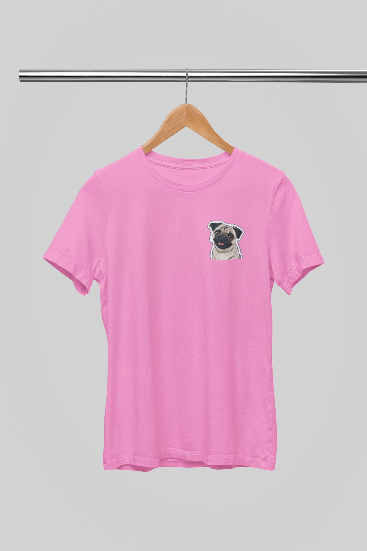 Rožiniai UNISEX marškinėliai "Mopsas"