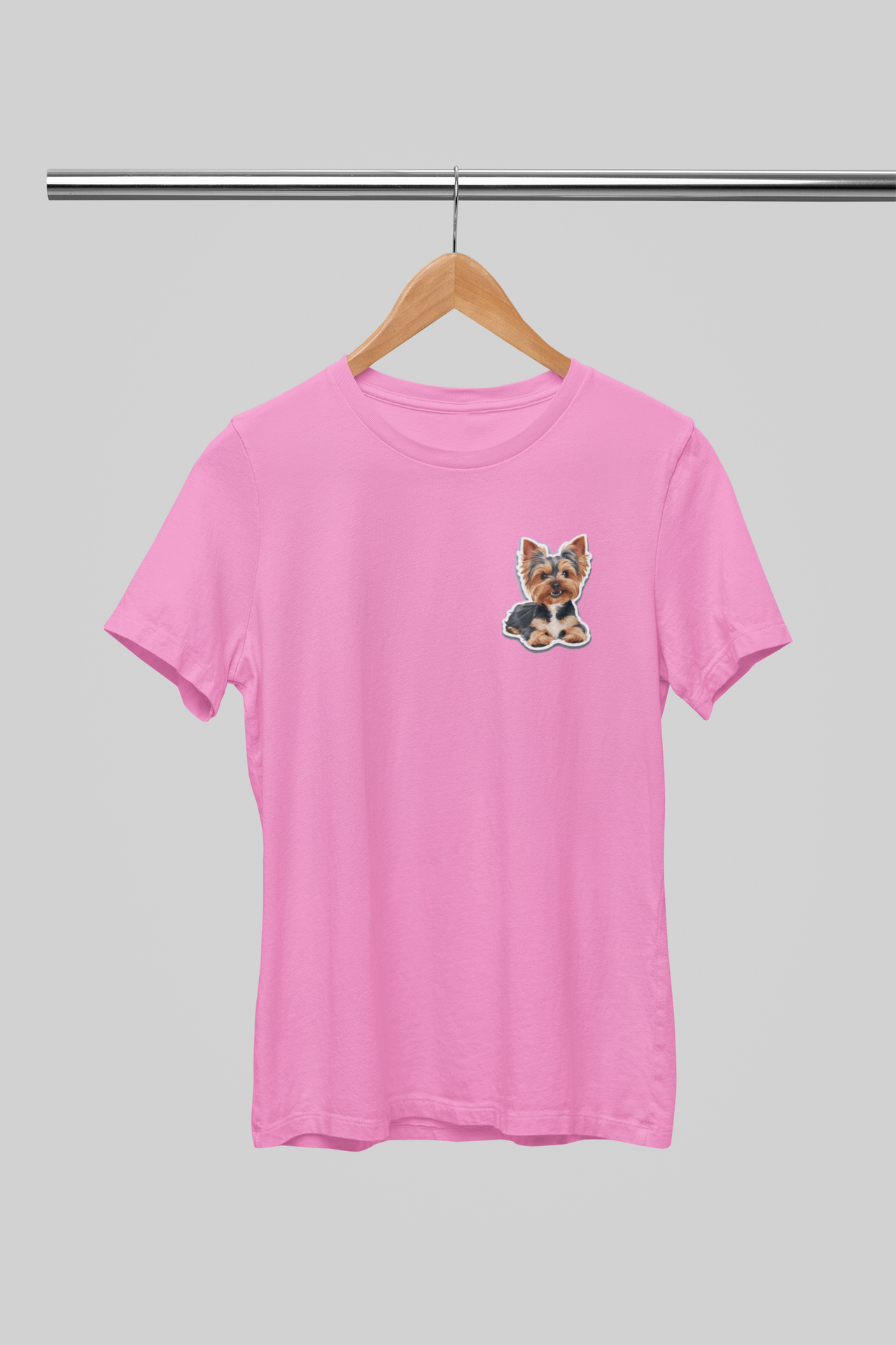 Rožiniai UNISEX marškinėliai "Jorkšyro terjeras"