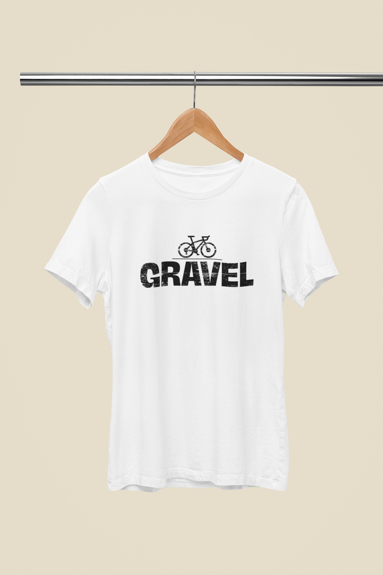 Balti UNISEX marškinėliai dviratininkui "Gravel Vintage"