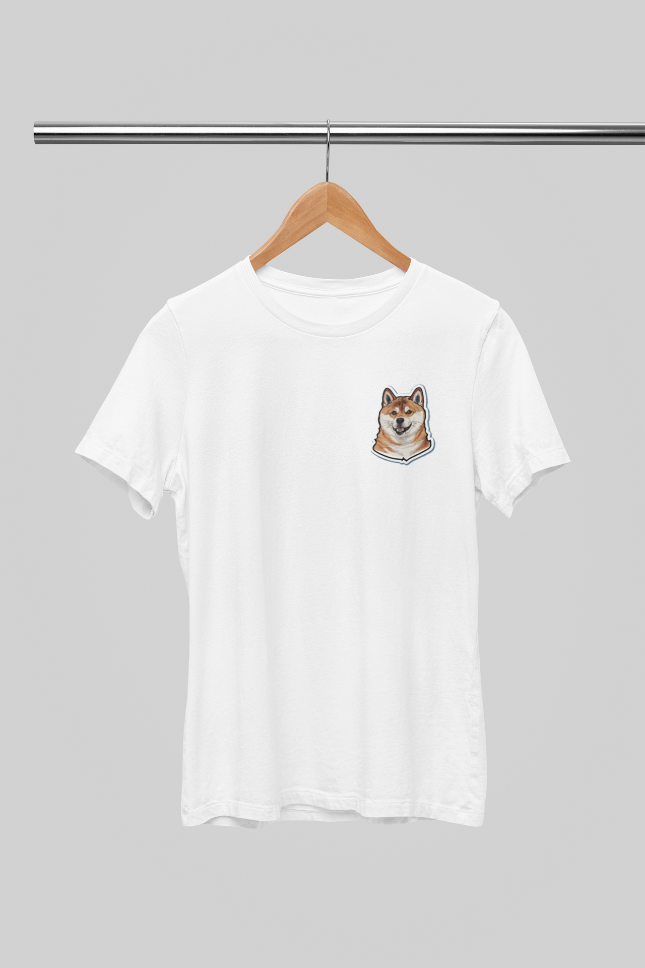 Balti UNISEX marškinėliai "Shiba inu"