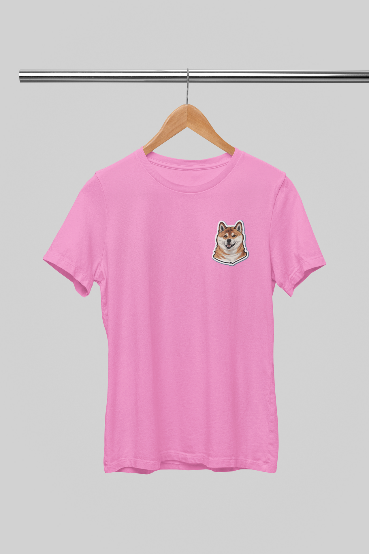 Rožiniai UNISEX marškinėliai "Shiba inu"