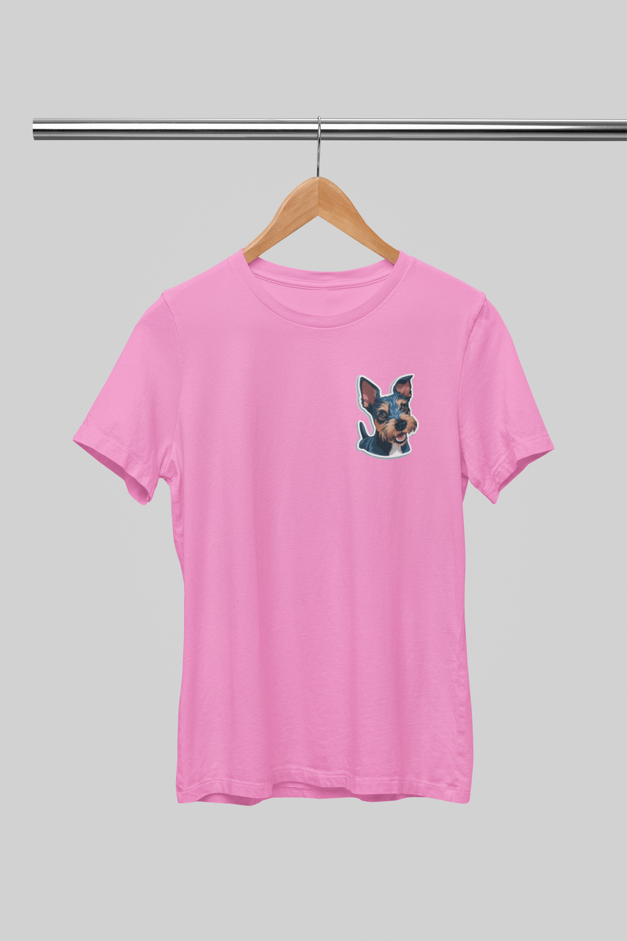 Rožiniai UNISEX marškinėliai "Kerio mėlynasis terjeras"