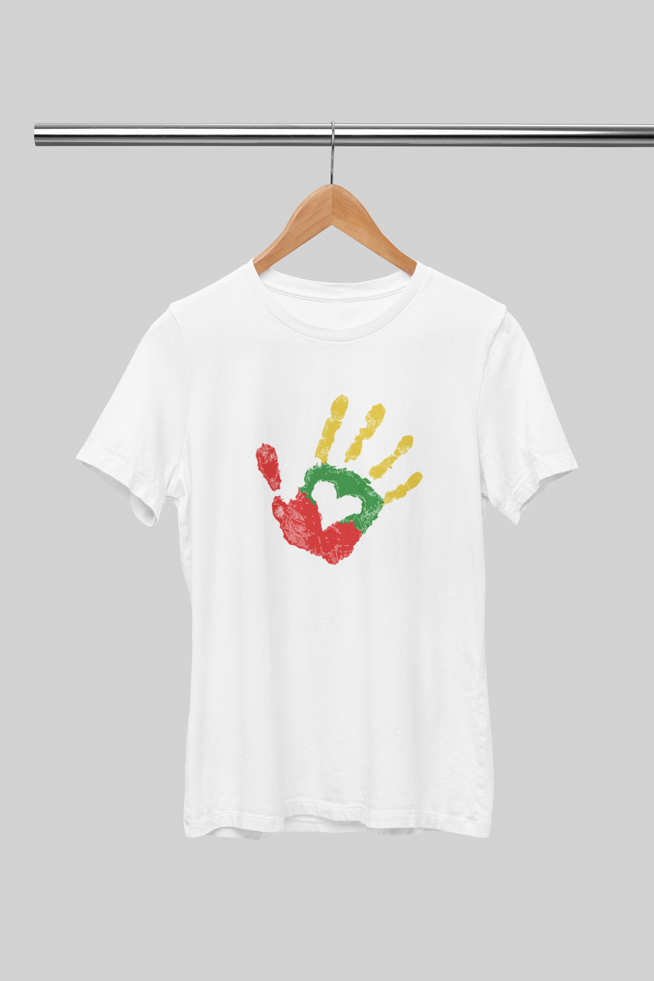 Balti UNISEX marškinėliai "Delnas su trispalve"