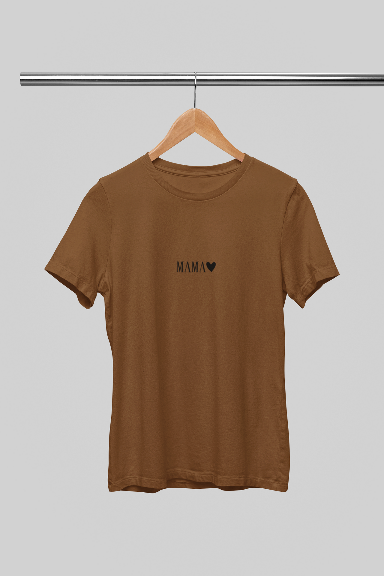 Žemės spalvos UNISEX marškinėliai "Mama su širdele"