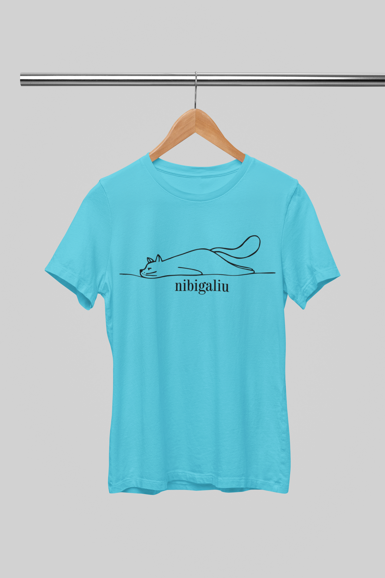 Lagūnos mėlynos spalvos UNISEX marškinėliai "Nibinuoru“