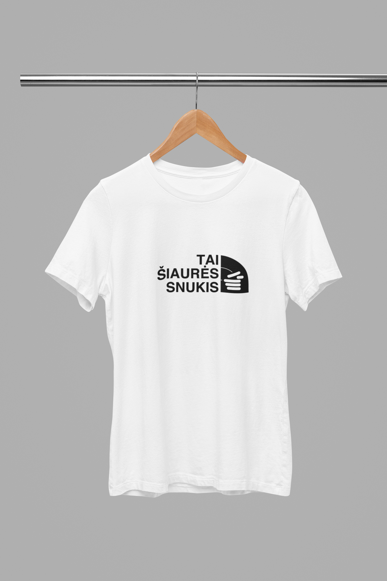 Balti UNISEX marškinėliai "Tai šiaurės snukis"