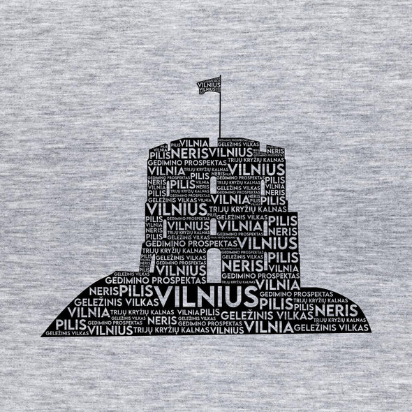 Pilki melanžiniai unisex marškinėliai "Vilniaus frazės"