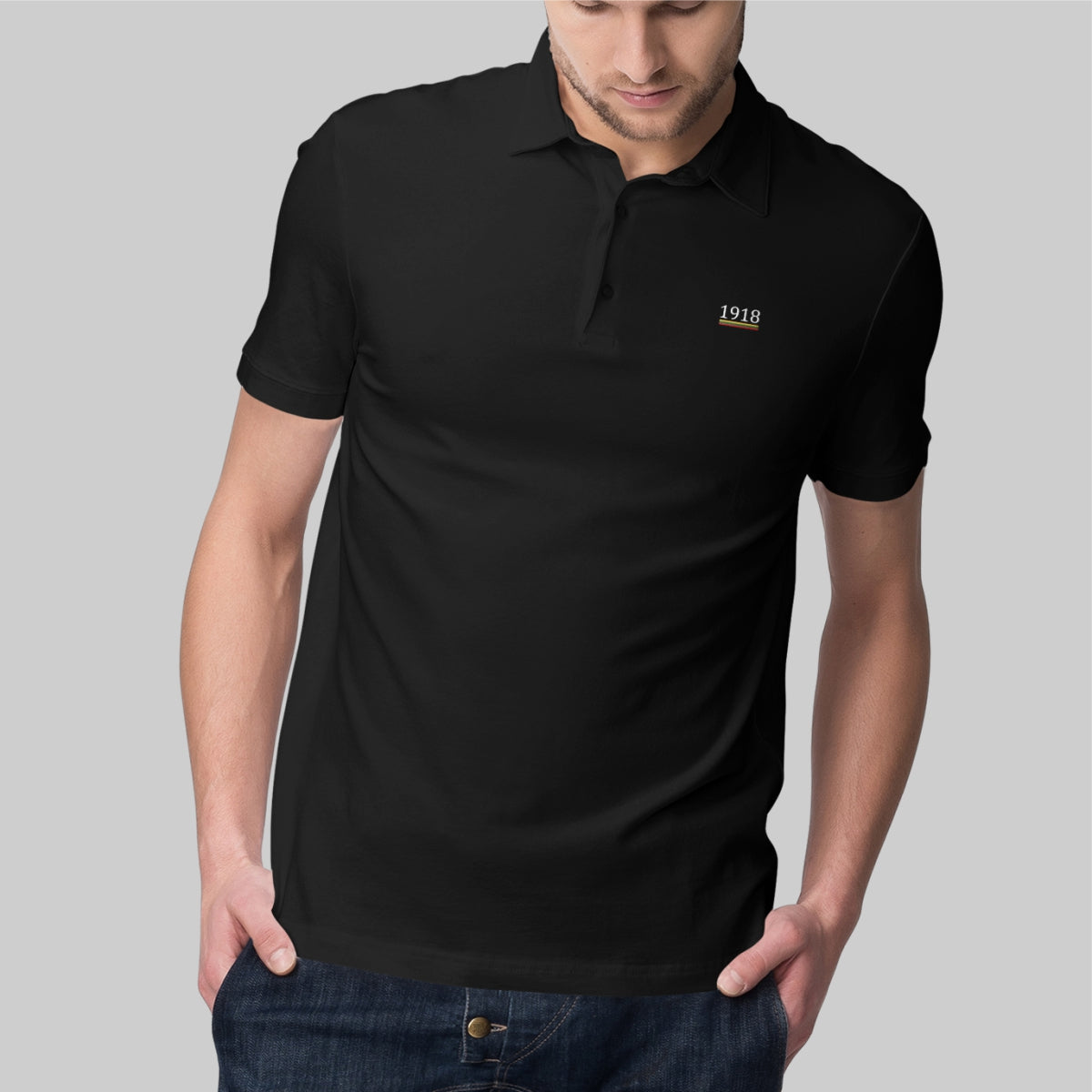 Juodi vyriški polo marškinėliai  "1918"