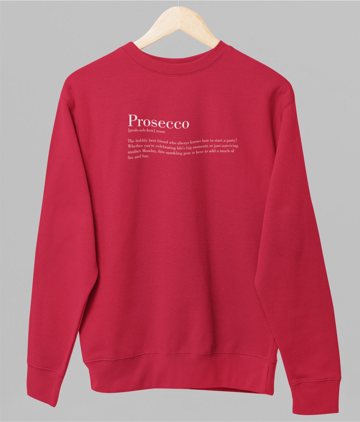 Raudonas UNISEX džemperis be gobtuvo "Prosecco" (M dydis) ŠIURPNAKČIO PASIŪLYMAS