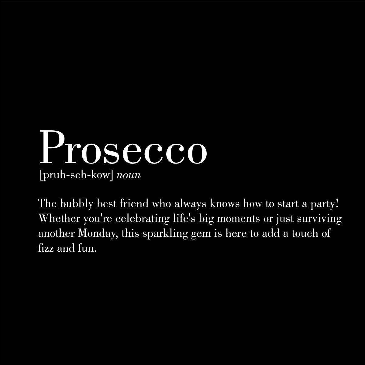 Juodi UNISEX marškinėliai "Prosecco"