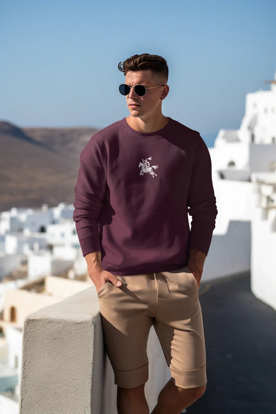 Burgundiškas UNISEX džemperis "Vienspalvis vytis be užrašo baltas" (XL dydis). Pagaminta prekė. Greitas išsiuntimas!