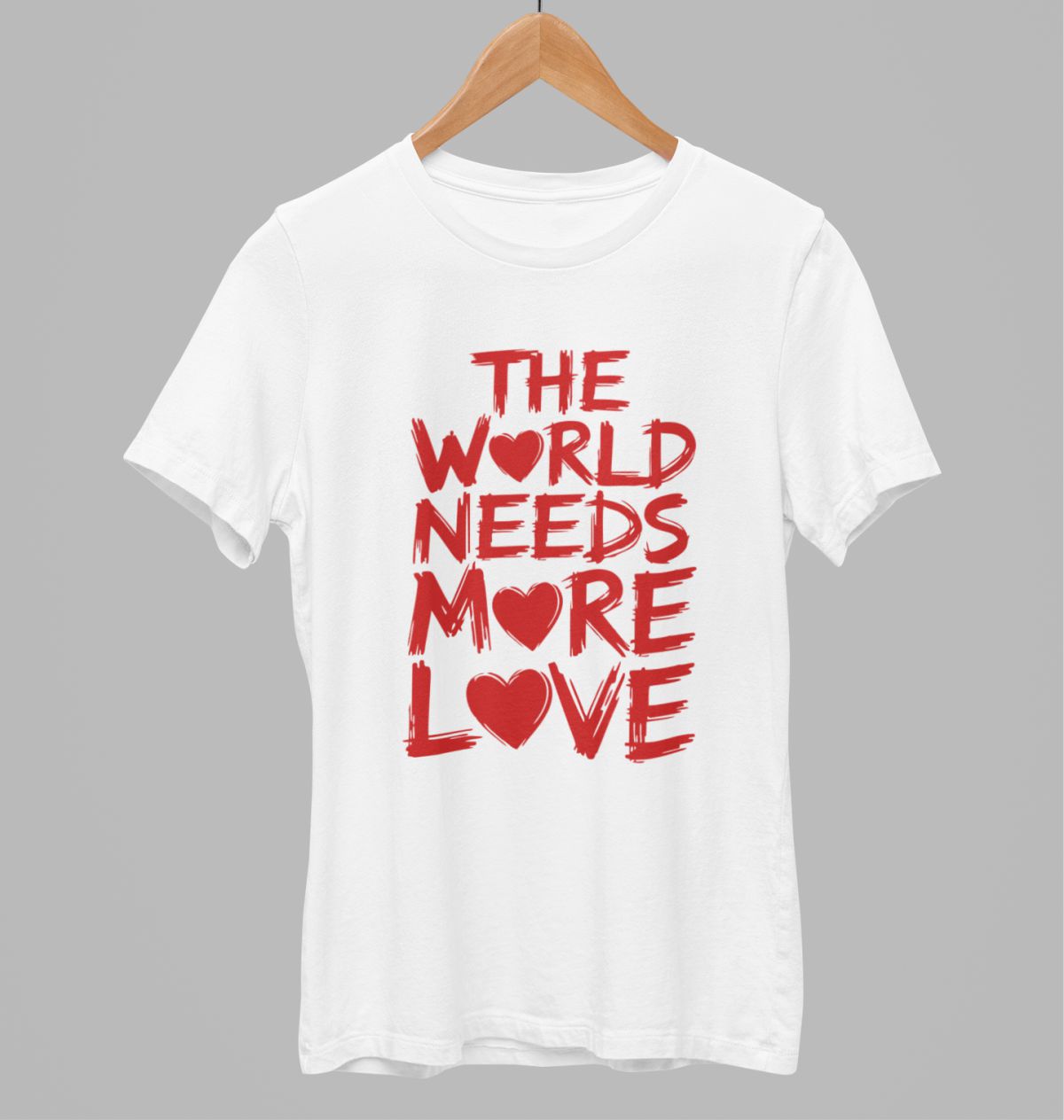 Balti UNISEX marškinėliai "The world needs more love“ (XS dydis) JUODOJO PENKTADIENIO Pasiūlymas!