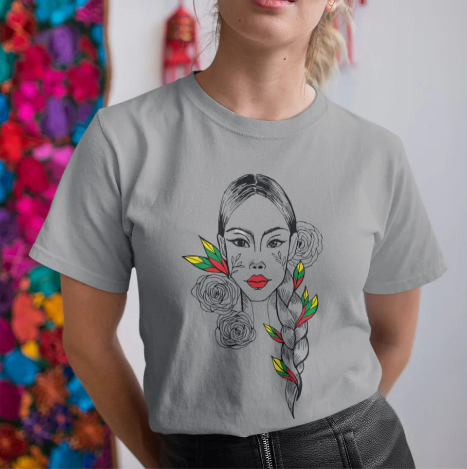 Pilki melenžiniai  UNISEX marškinėliai "Lietuvaitė su kasa" Pagaminta prekė (S, M dydis)