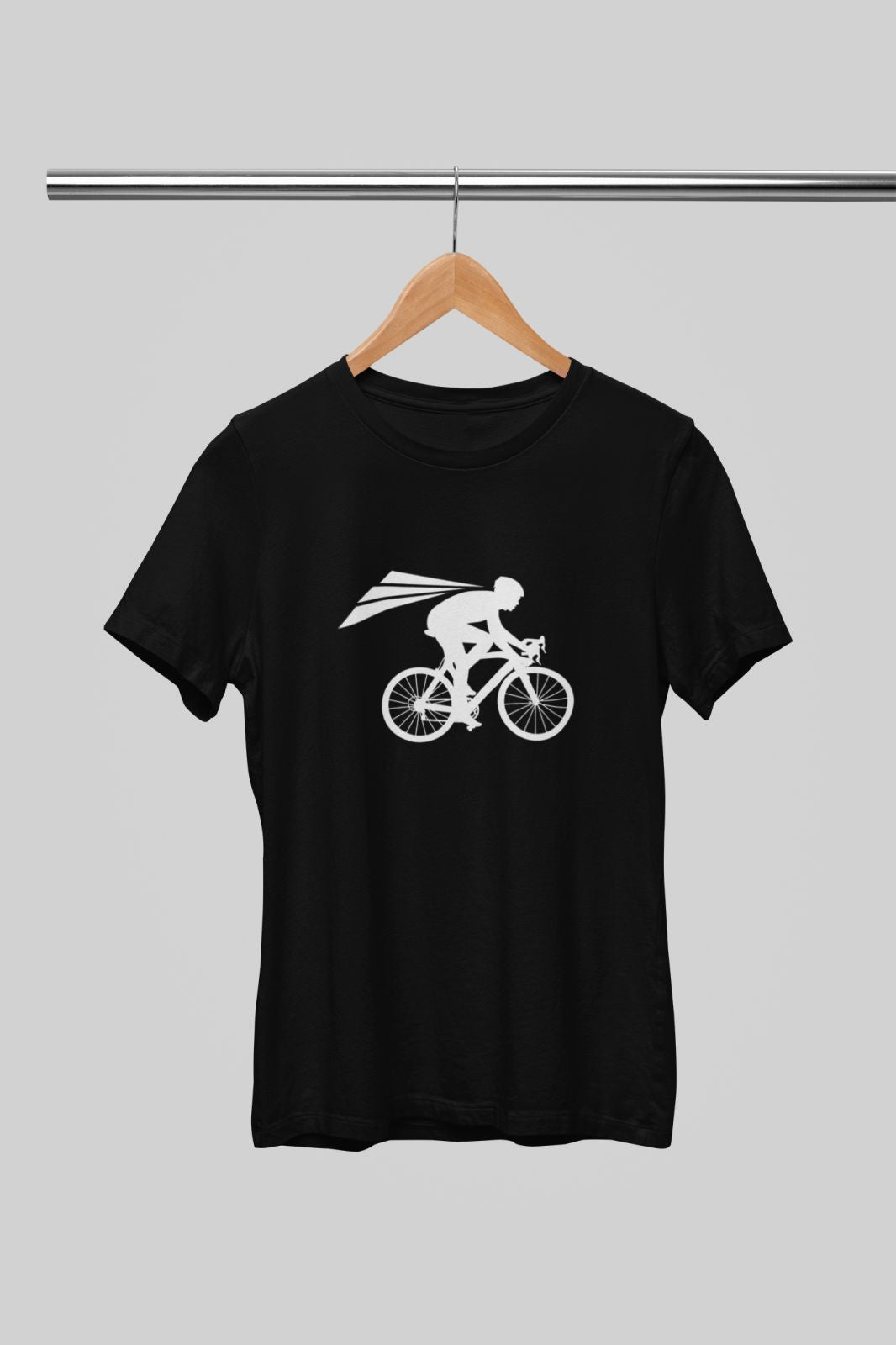 Juodi UNISEX marškinėliai "Baltas dviratininkas“