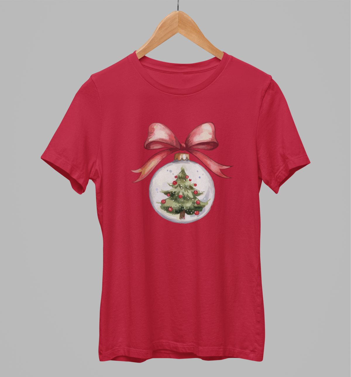 Raudoni UNISEX marškinėliai "Kalėdų žaisliukas" (M dydis) ŠIURPNAKČIO PASIŪLYMAS