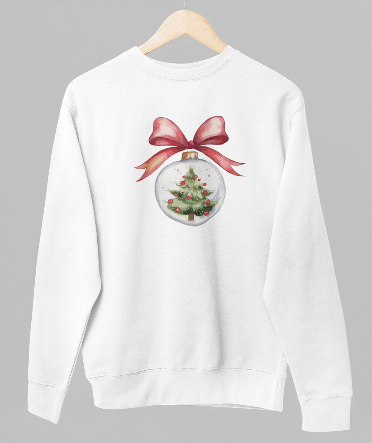 Baltas UNISEX džemperis be gobtuvo "Kalėdų žaisliukas" (XL dydis) ŠIURPNAKČIO PASIŪLYMAS