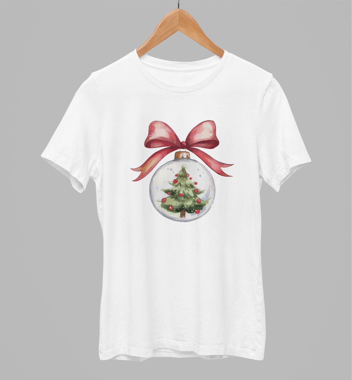 Balti UNISEX marškinėliai "Kalėdų žaisliukas" (M, L, 3XL dydis) ŠIURPNAKČIO PASIŪLYMAS