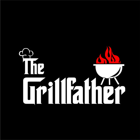 Juodi marškinėliai tėčiui "The grillfather"