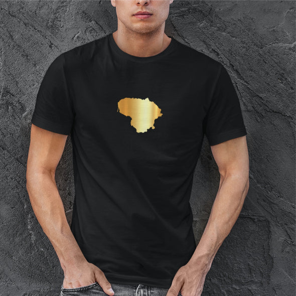 Juodi UNISEX marškinėliai su auksiniu marginimu "Auksinė Lietuva“