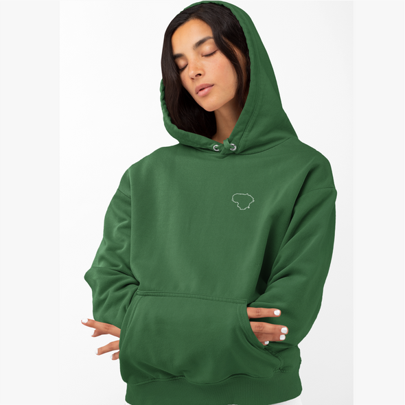 Tamsiai žalias džemperis su gobtuvu "Maža Lietuva“