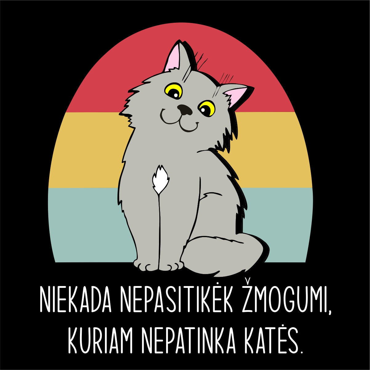 Juodas džemperis be gobtuvo "Niekada niekada"
