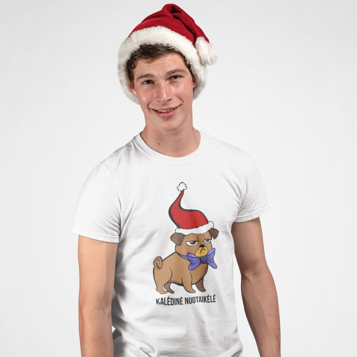 Balti unisex marškinėliai "Kalėdinė nuotaikėlė"