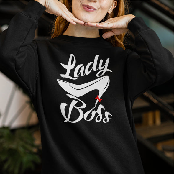 Juodas džemperis be kapišono "Lady boss batelis"