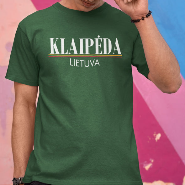 Tamsiai žali UNISEX marškinėliai "Klaipėda Lietuva"
