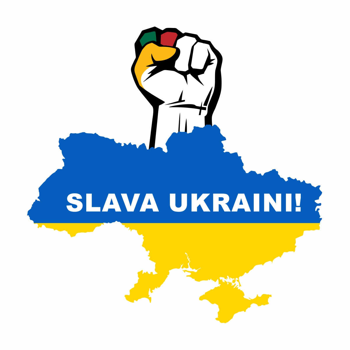 Balti UNISEX marškinėliai "Slava Ukraini kumštis“