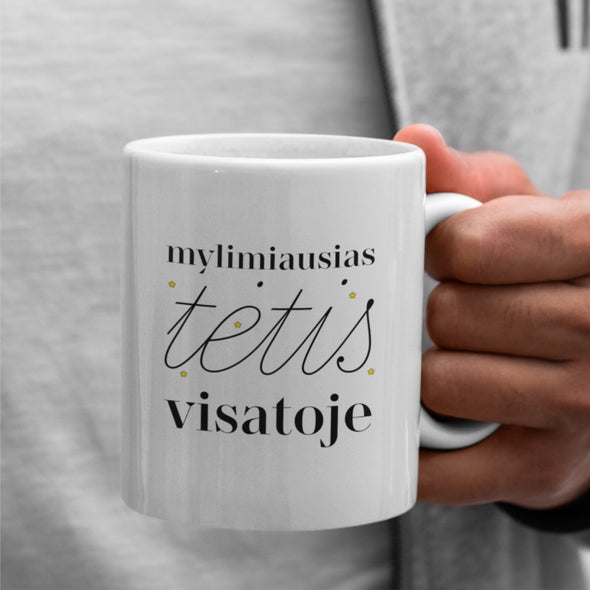 Puodelis su spauda "Mylimiausias tėtis visatoje"
