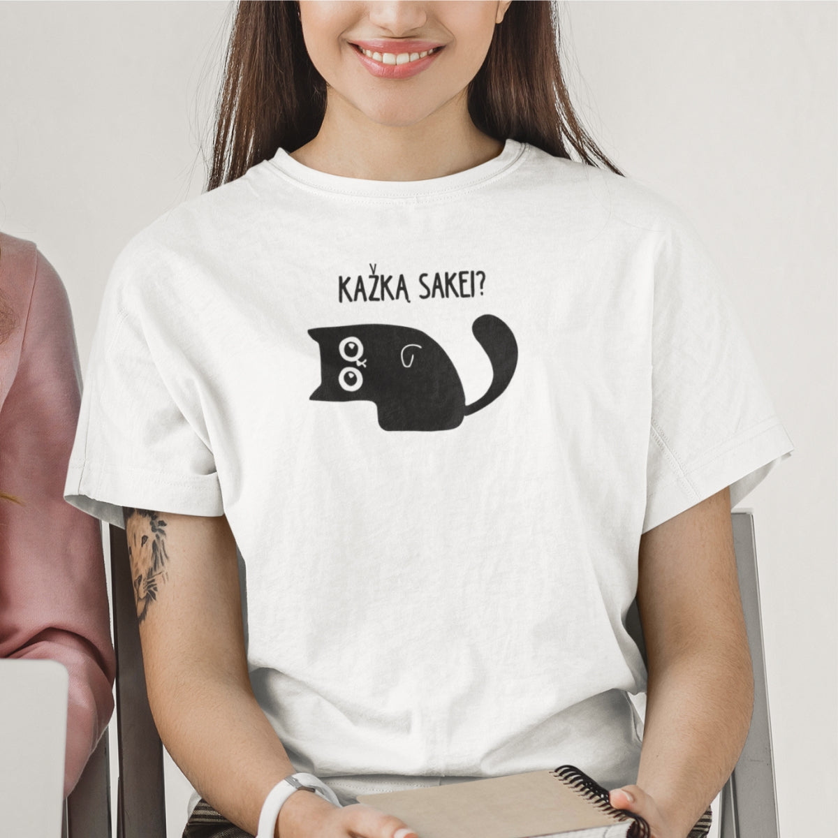 Balti UNISEX marškinėliai "Kažką sakei?"