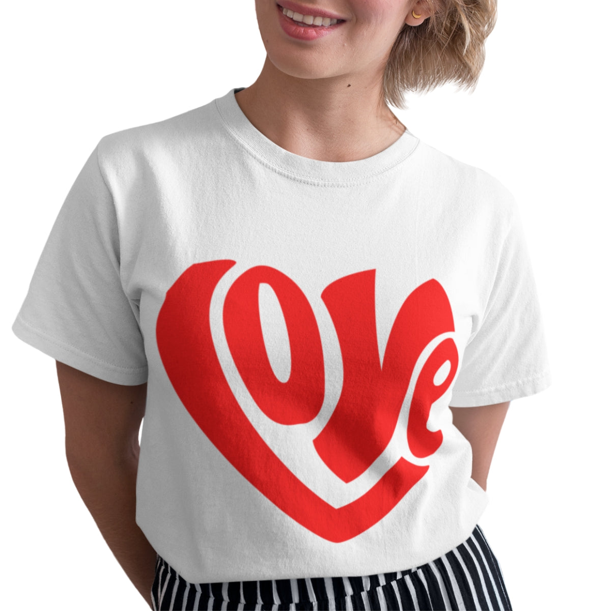 Baltos spalvos UNISEX marškinėliai "Love"